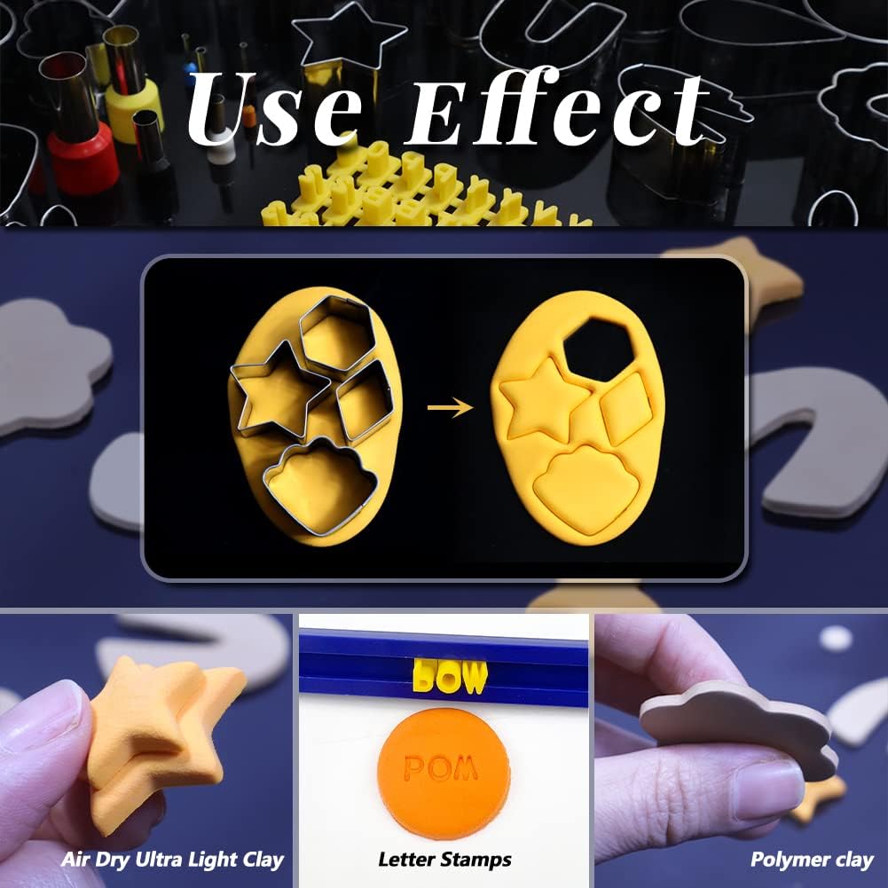 Polymer Clay Cutters for Earring Making 76pcs Clay Tools Set 67 Shapes Stainless Steel Clay Cutters with 8 Circle