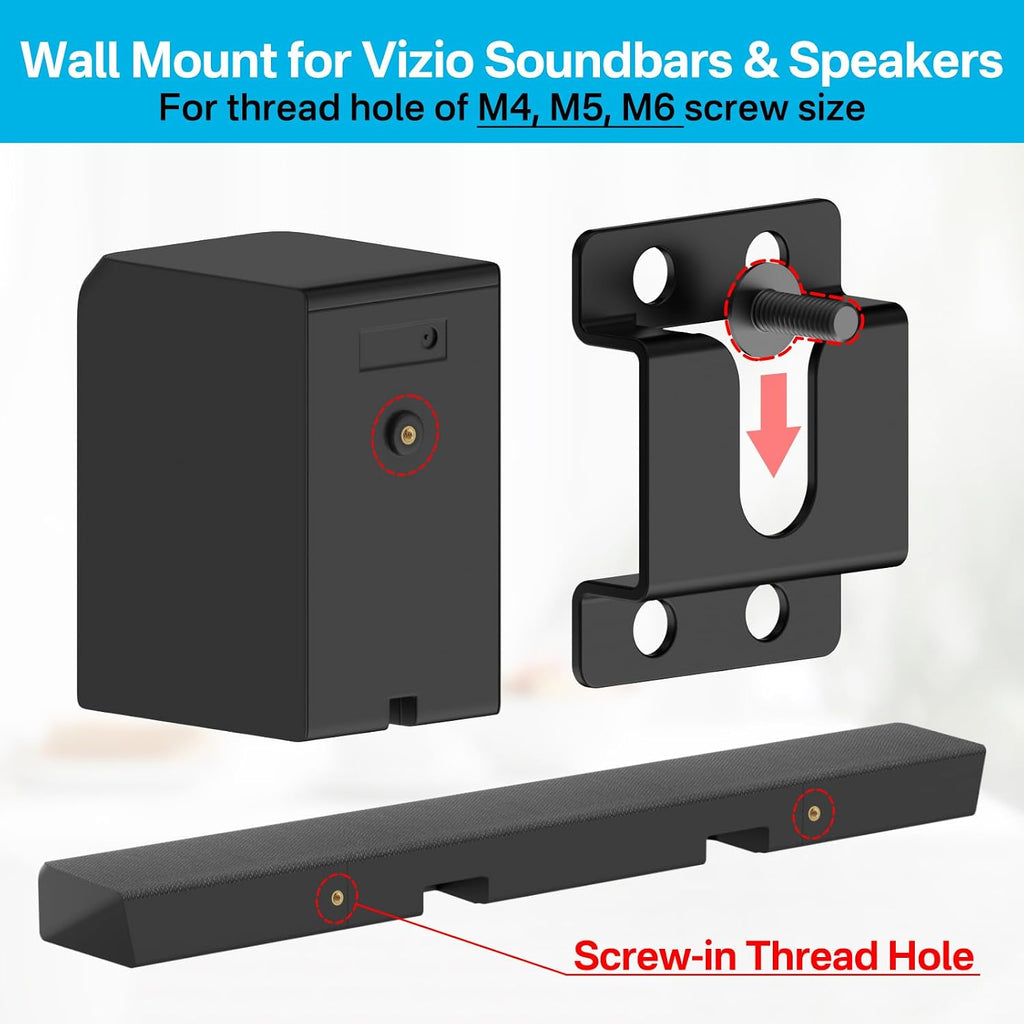 Soundbar Wall Mount for Vizio Sound Bar Mount Mounting Bracket and Rear Speaker Mount - Space Saving Bracket for