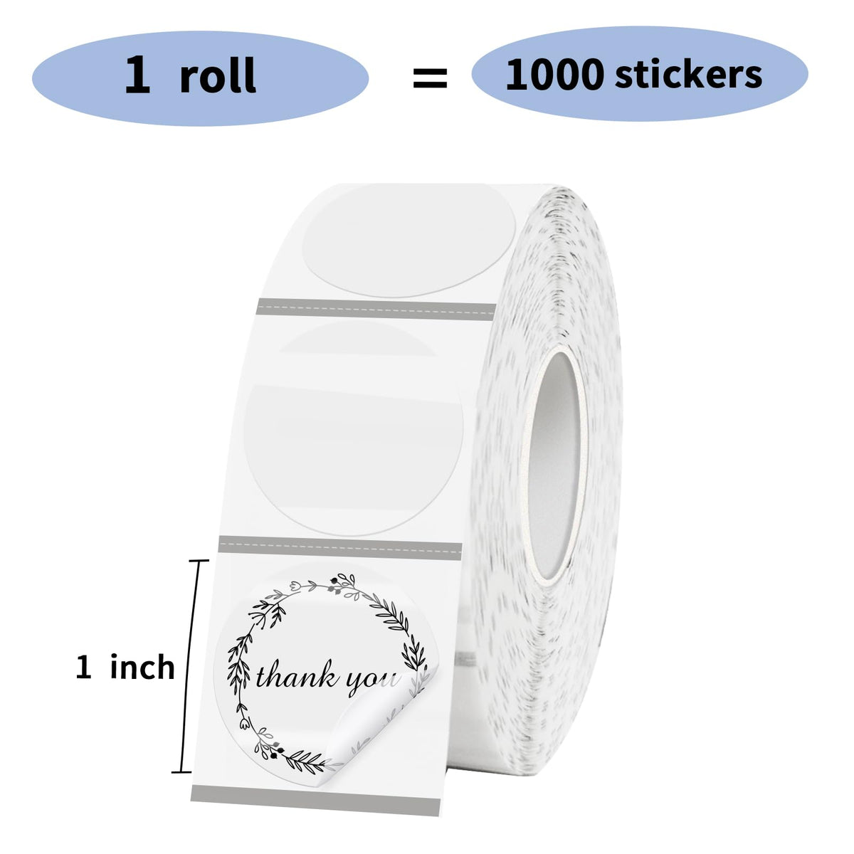 1" Transparent Thermal Label Stickers,Waterproof Thermal Printer Sticker Labels for Gift Wrapping, Self-Adhesive Name