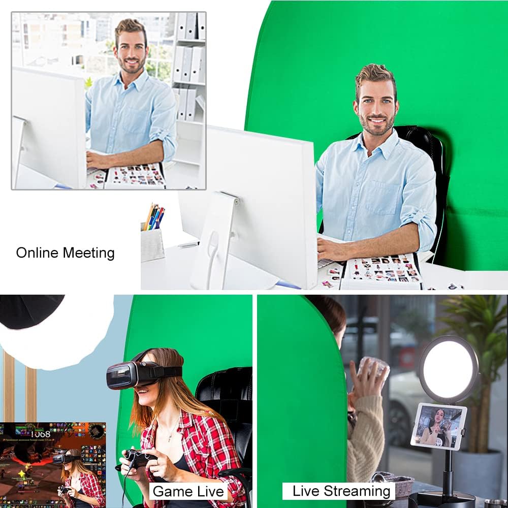 Portable Green Screen Chair, 59 in Greenscreen Backdrop with Stand Double Sided Foldable Green Background, Chroma Key