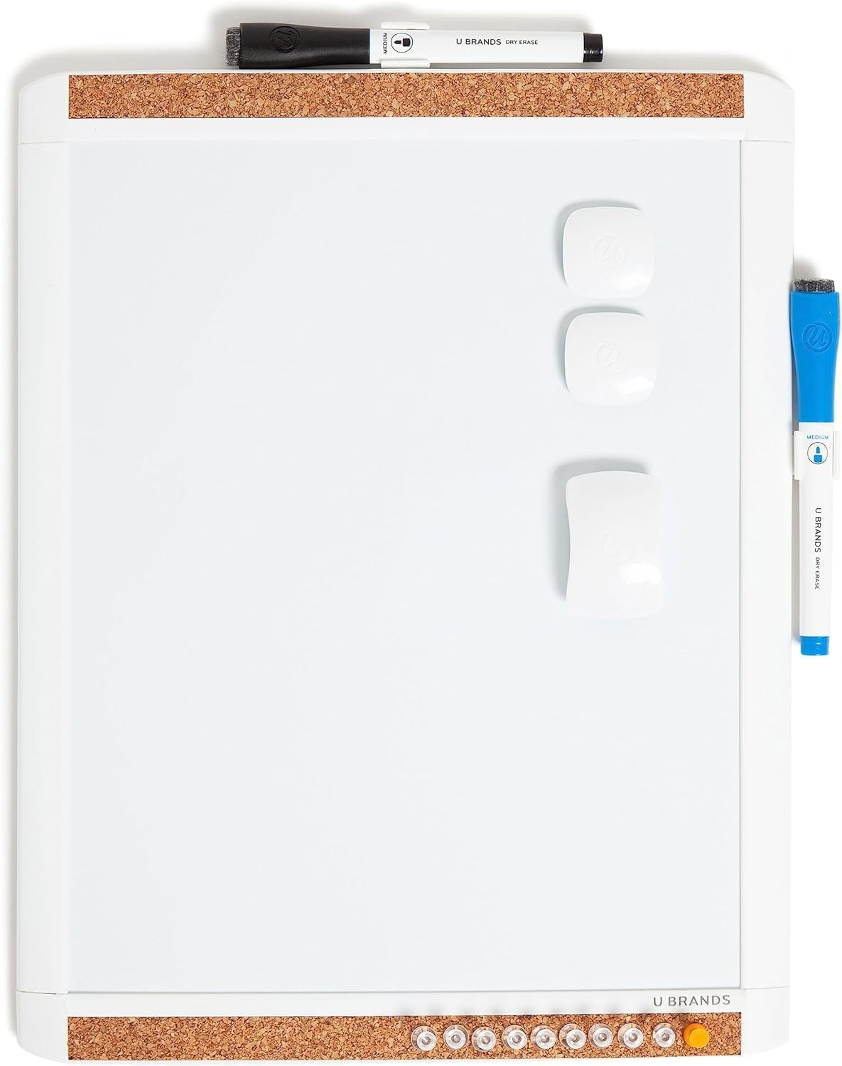 Contempo Magnetic Dry Erase Board, PINIT White Board, 11" x 14" Inches, White Plastic Frame Includes Markers