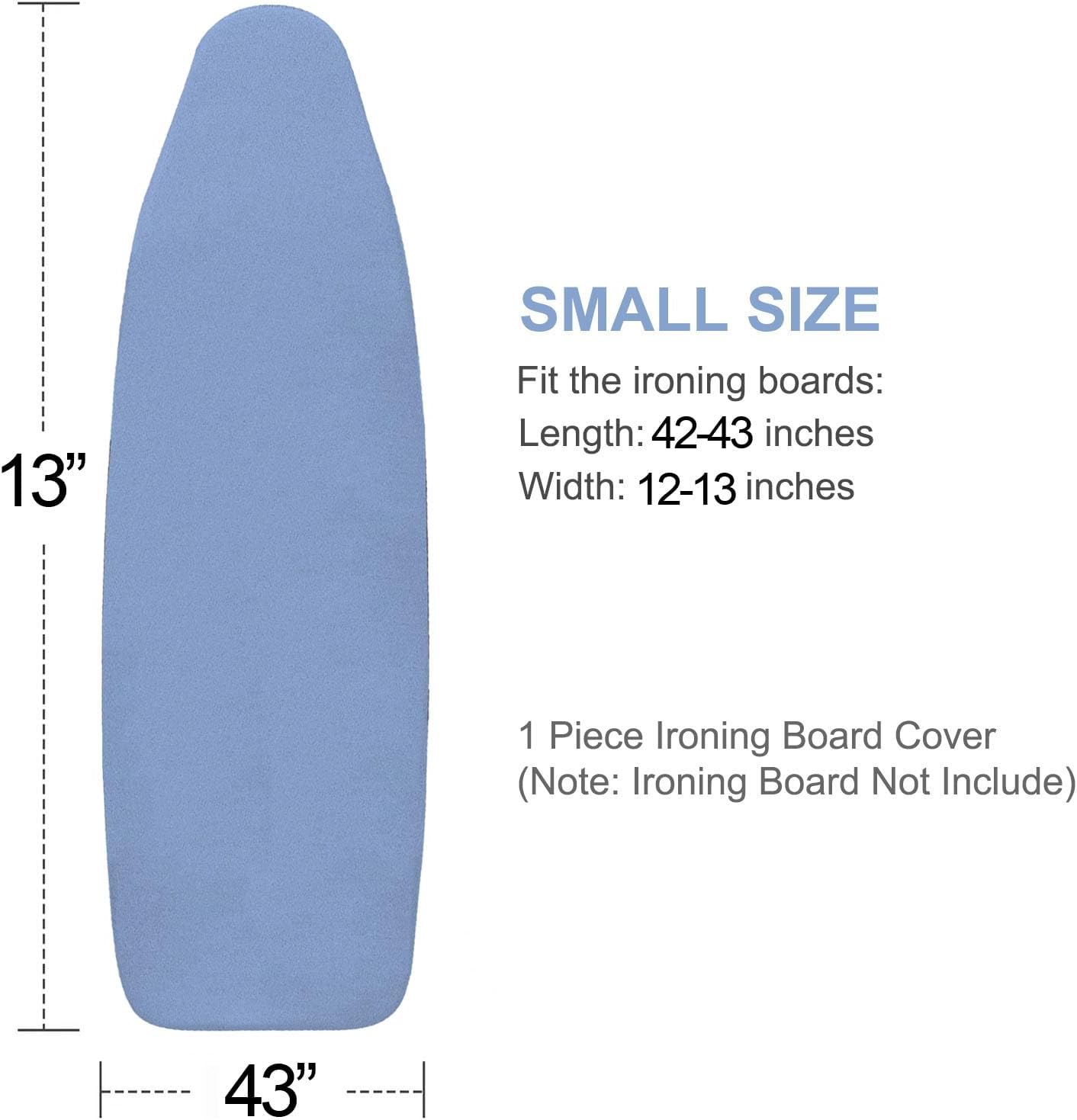 Ironing Board Cover and Pad Small Size 13x43, 12x42, Thick Padding | Elastic Edge, Easy Fit, Silicone Coated
