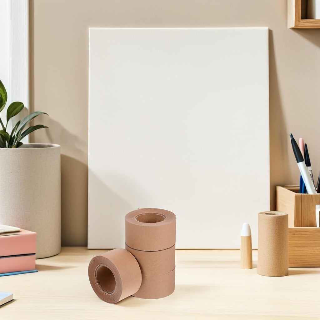 4 Rolls 48mm Writable Water Activated Kraft Paper Packing Tape