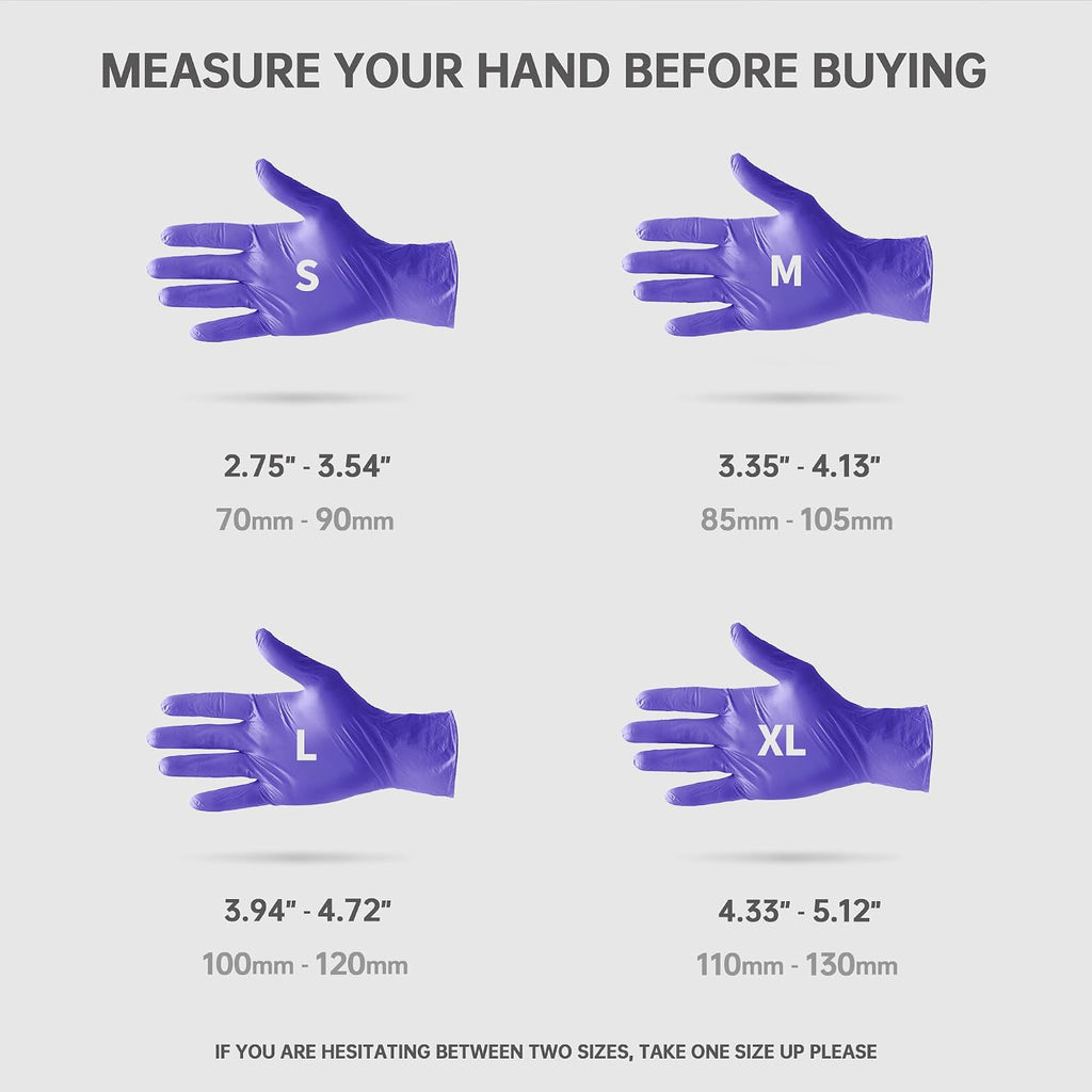 Medical Nitrile Exam Gloves, 4 Mil Powder-Free Latex-Free Disposable Food-Safe Cooking Cleaning, Blue-Violet 100 Pcs