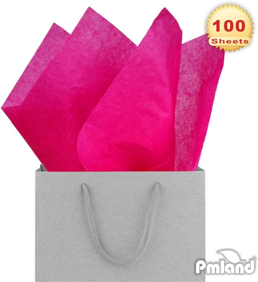 100 Sheets Hot Pink Tissue Paper Bulk, 20x15 Inches Double Sided Color Wrapping Tissue Paper for Gift Wrap Bags