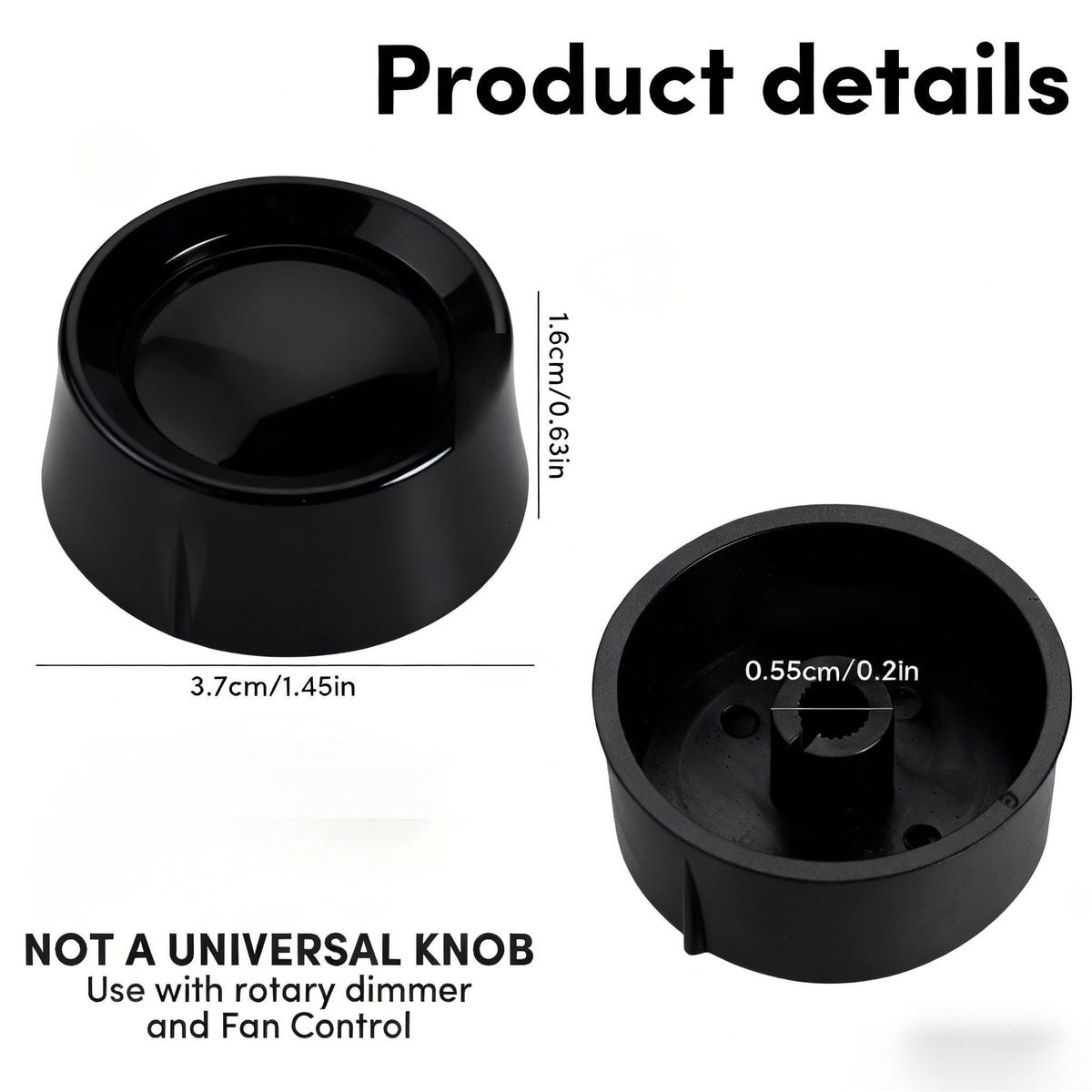 2Pcs Black RK-WH Rotary Dimmer Knob Replacement for Rotary Dimmer Switch,Fan Control,RK-IV Round Dimmer Switch Knob (No Back Panel)