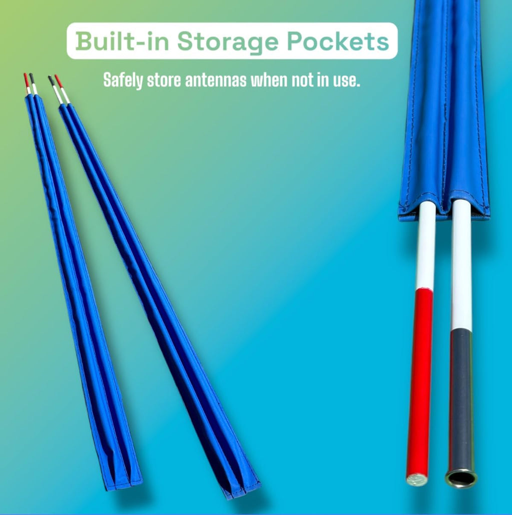 Volleyball Net Antenna Sleeves - Durable Tarpaulin Hook-and-Loop Sleeves with Vertical Straps - Indoor and Beach