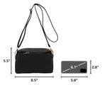 Triple Zip Small Crossbody Bag (Black)