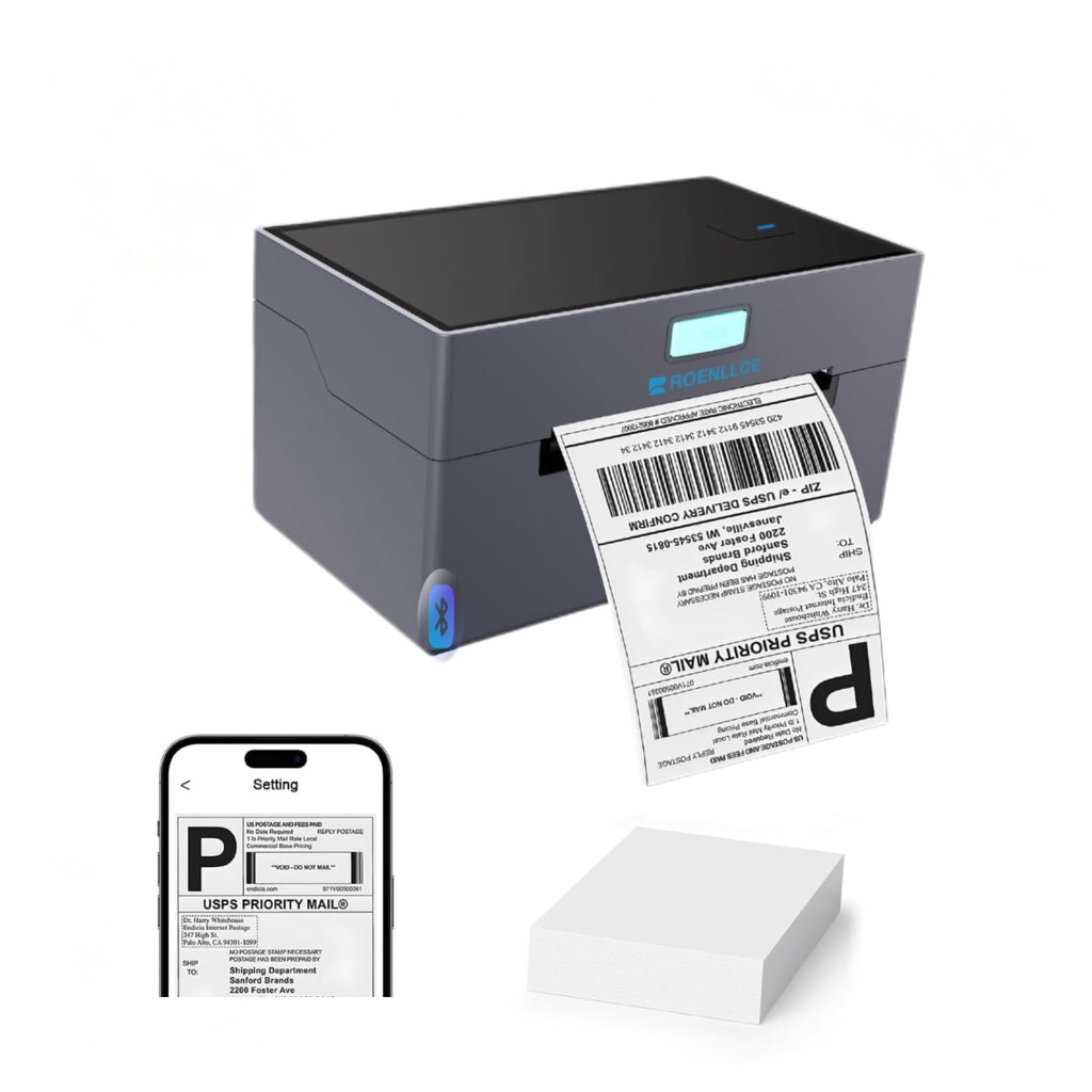 Thermal Shipping Label Printer, 4x6 Bluetooth Shipping Printer for Small Business, Compatible with Windows, Mac, iOS