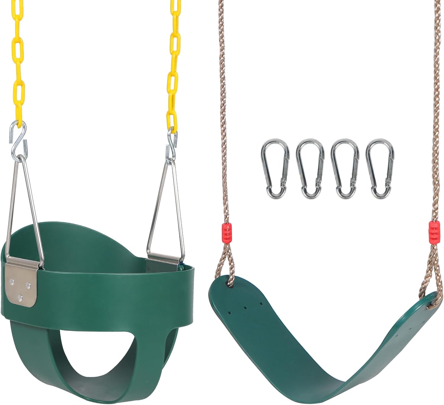 Toddler Swing Set, Heavy Duty High Back Full Bucket Swing with Belt Swings Seat Combo Pack for Swingset, Tree Straps