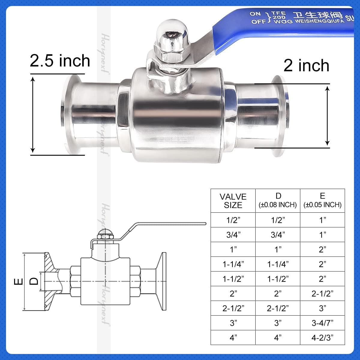 Stainless Steel 2 Inch Tri Clamp Ball Valve, Two-Way Weldless
