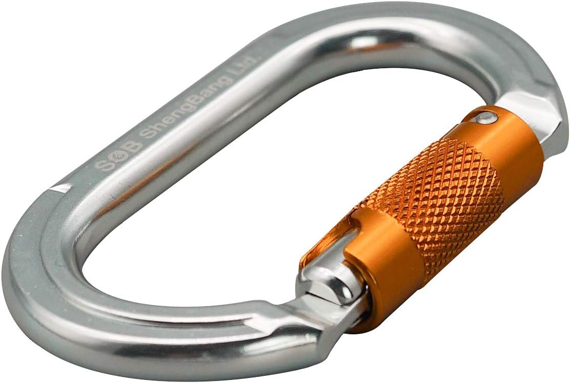 Auto Locking Climbing Carabiner Clips,Heavy Duty Asymmetrical Carabiner Connector Used for Rappelling Gear Rescue