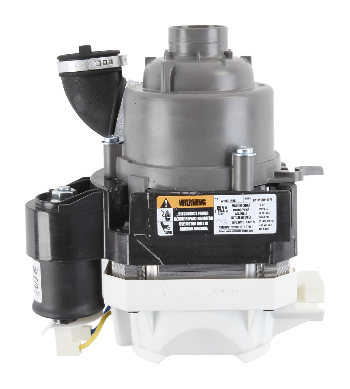 Whirlpool W10815709 OEM Dishwasher Circulation Pump, Gray
