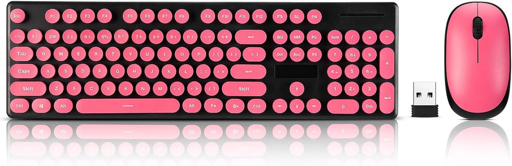 Wireless Keyboard and Mouse Combo, Full Size Compact Quiet Wireless Keyboard and Mouse Set 2.4G Ultra-Thin Sleek