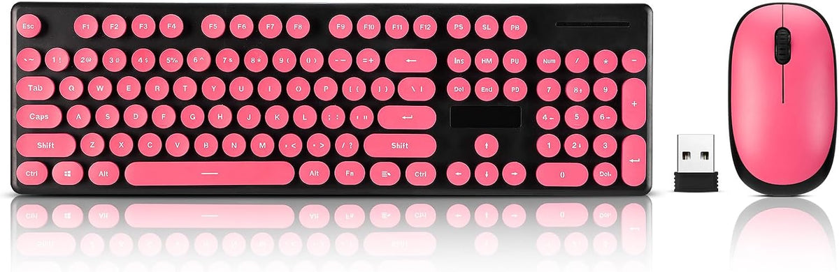 Wireless Keyboard and Mouse Combo, Full Size Compact Quiet Wireless Keyboard and Mouse Set 2.4G Ultra-Thin Sleek