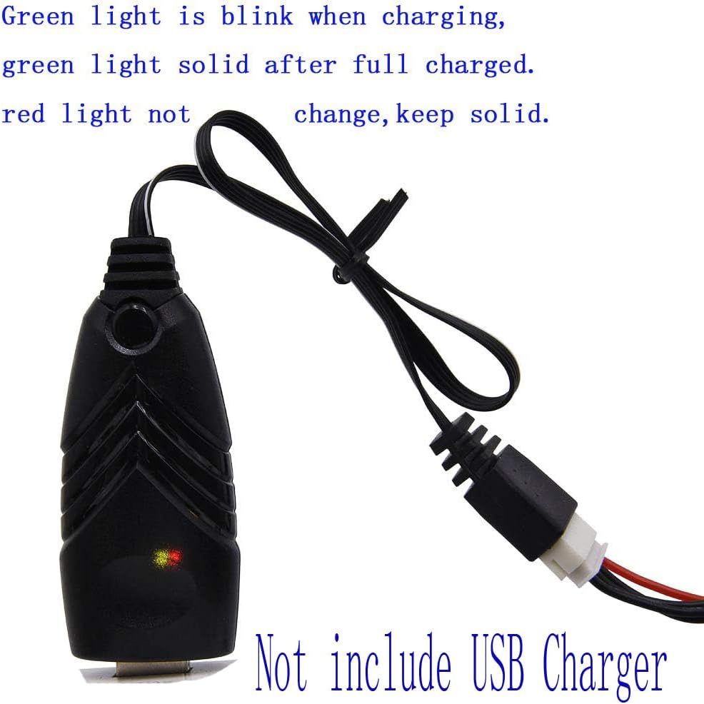 2 Pack 3S 1.5A Lithium Charger Cable Suitable for RC Car Boat Airplane Drone Airsoft 3 Cell Lipo Battery / 11.1V USB