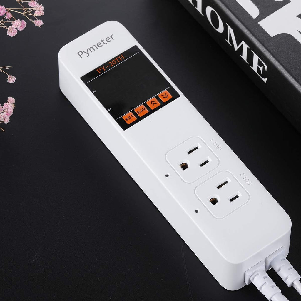 Temperature and Humidity Controller Reptile Mushroom Greenhouse Thermostat Pre Wired Dual Controlled Outlets Heater