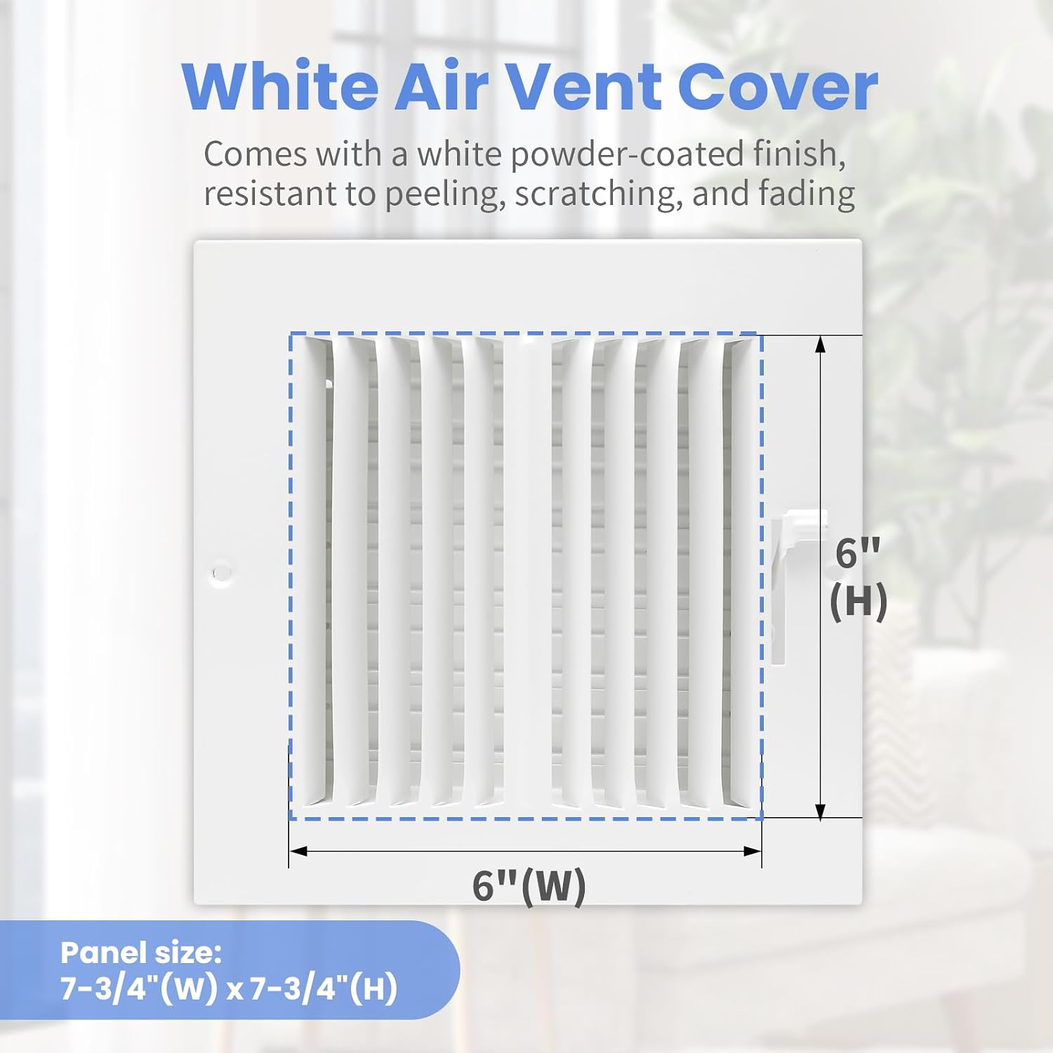 6 x 6 Inch [Duct Opening] Air Vent Covers for Wall or Ceiling - High Airflow 2 Way Steel Ventilation - Adjustable