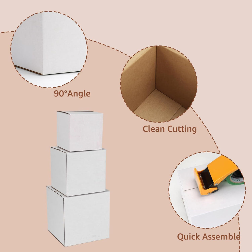 30 Packs White Assorted Sizes Shipping Boxes of 6x6x6, 5x5x5, 4x4x4