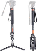 CF34DV Carbon Fiber Monopod, 68" with Folding Feet for Camera | Carbon Fiber Tube, Folding Feet, 4-Section, 68"