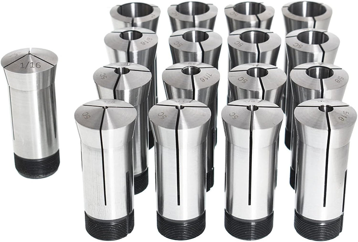 waltyotur 5C Collet Set 1/16-1-1/16" 5C CNC Milling Machine Tools 17 Pcs