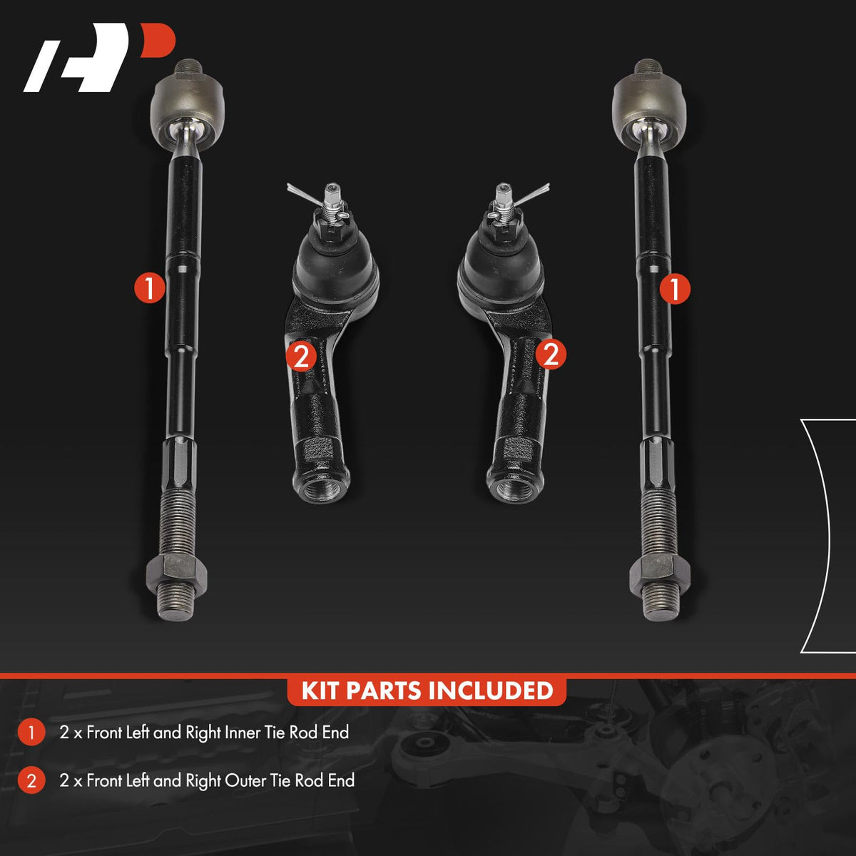 A-Premium Front Inner Outer Tie Rod End Kit, Compatible with Kia
