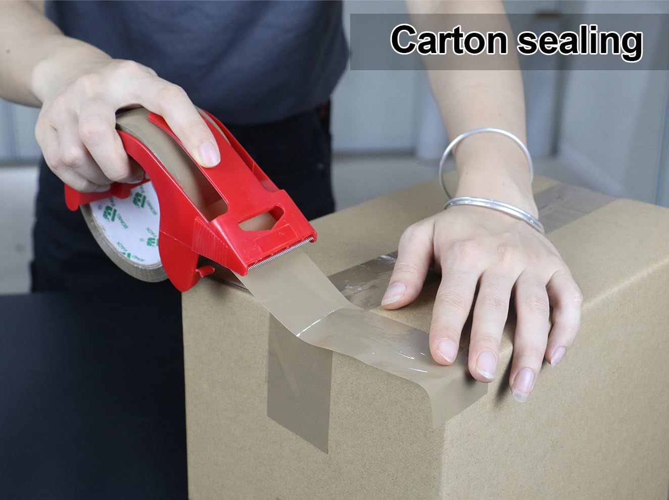 Brown Packing Tape with Dispenser, 2.4 Mil 1.88 Inch x 60 Yards, 6 Refills Rolls Packaging Tape for Moving, Shipping
