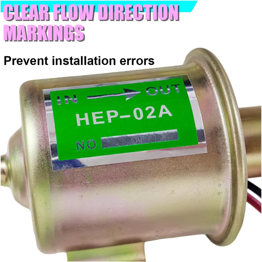 12V Electric Fuel Pump, Low-Pressure Inline Gasoline Pumps (Gold)