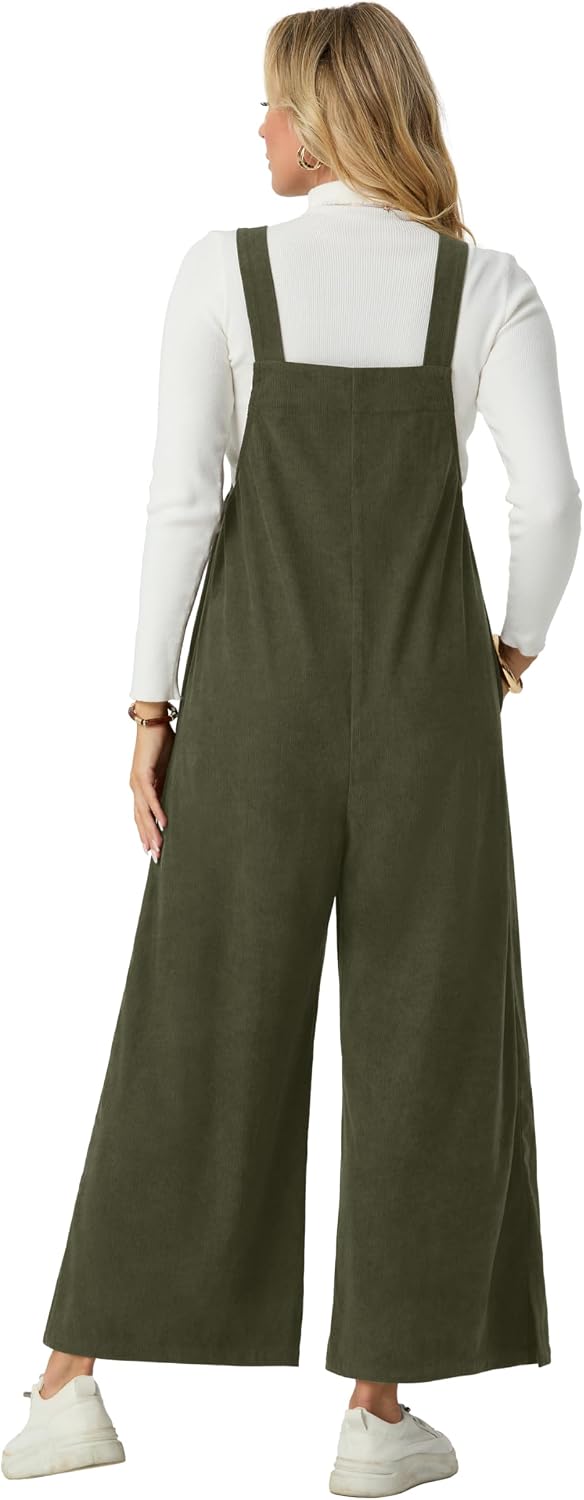 Corduroy Jumpsuits for Women Casual Wide Leg Rompers Fall