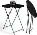 32" Round Folding Cocktail Table - HDPE Matrial Top with Steel Frame, Stable & Easy to Clean - High Top Table for