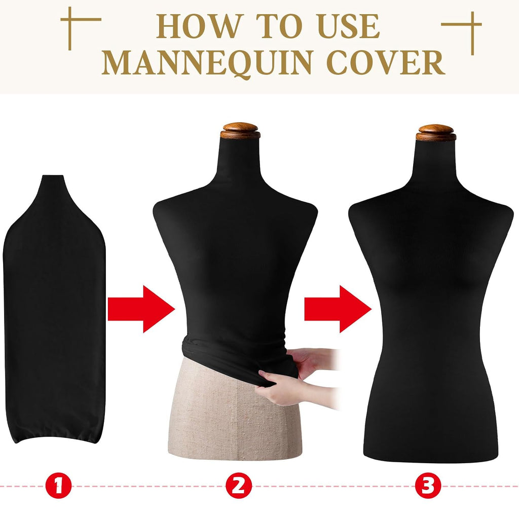 2 Pieces Mannequin Fabric Cover Soft Stretchy Clothing Upper Body Mannequin Cover for Retail Boutique Store Form