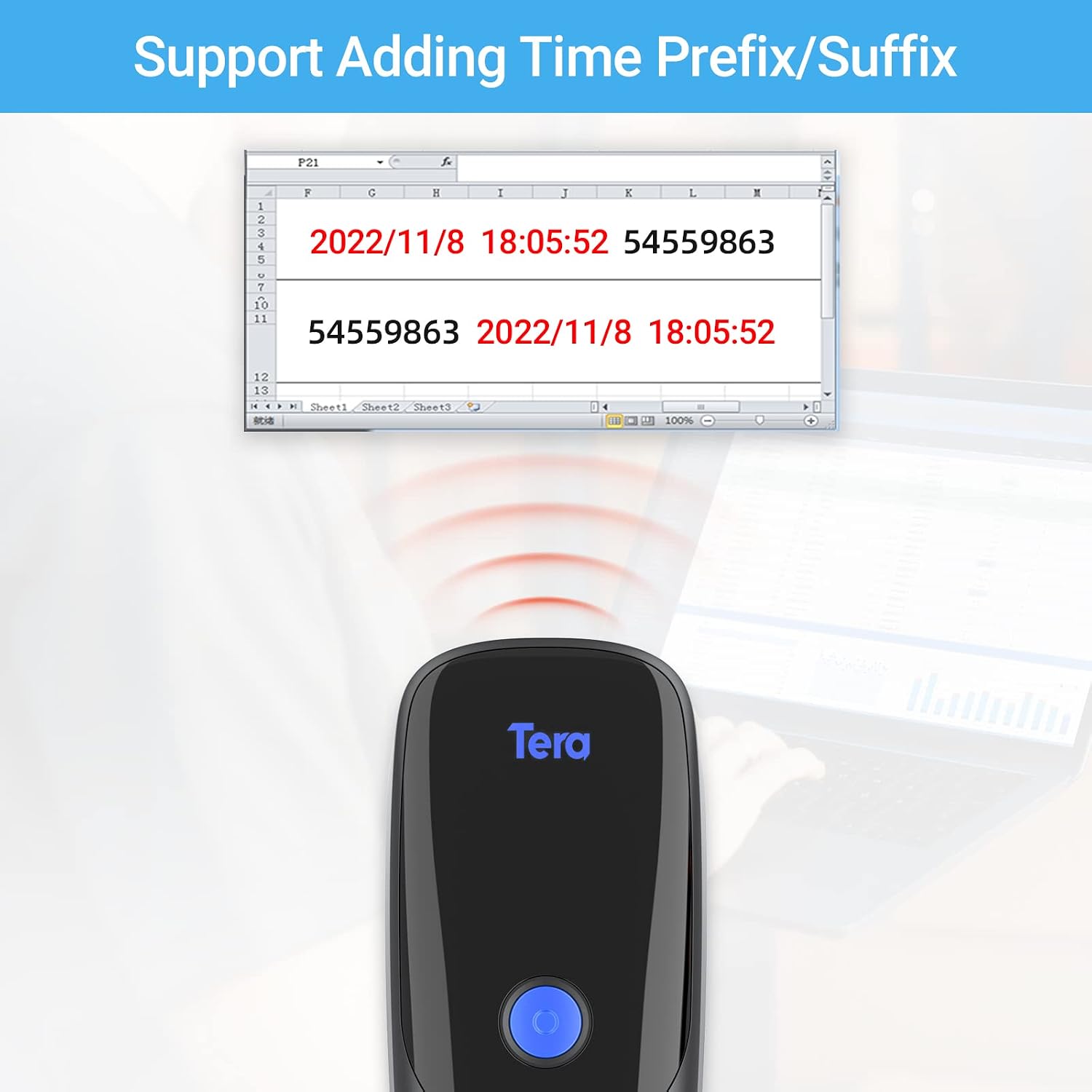 Barcode Scanner 2D Portable Wireless: BT 2.4G USB Pocket Reader, 1300 | 640*480 CMOS Global, 2.5oz Lightweight, 1D 2D