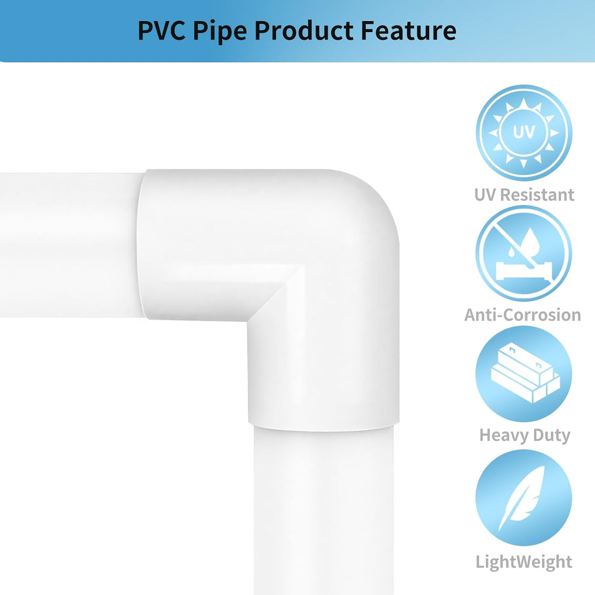 LESSO 6 Pack 1-1/2" 90 Degree PVC Elbow, 2-Way Right Angle Connectors