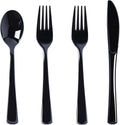 100 Count Black Plastic Silverware Set, Heavy Duty Disposable Cutlery