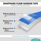 Blue Floor Marking Tape, 3" Wide x 100' Long Roll, Durable Polyester, Laminated Protection - Non-Abrasive, Adhesive