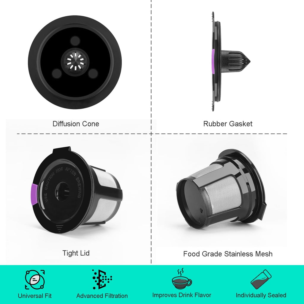 Reusable K Cups, 4 Pack Reusable Coffee Pods with Coffee Spoon, Refillable K Cups Coffee Filters with Food Grade