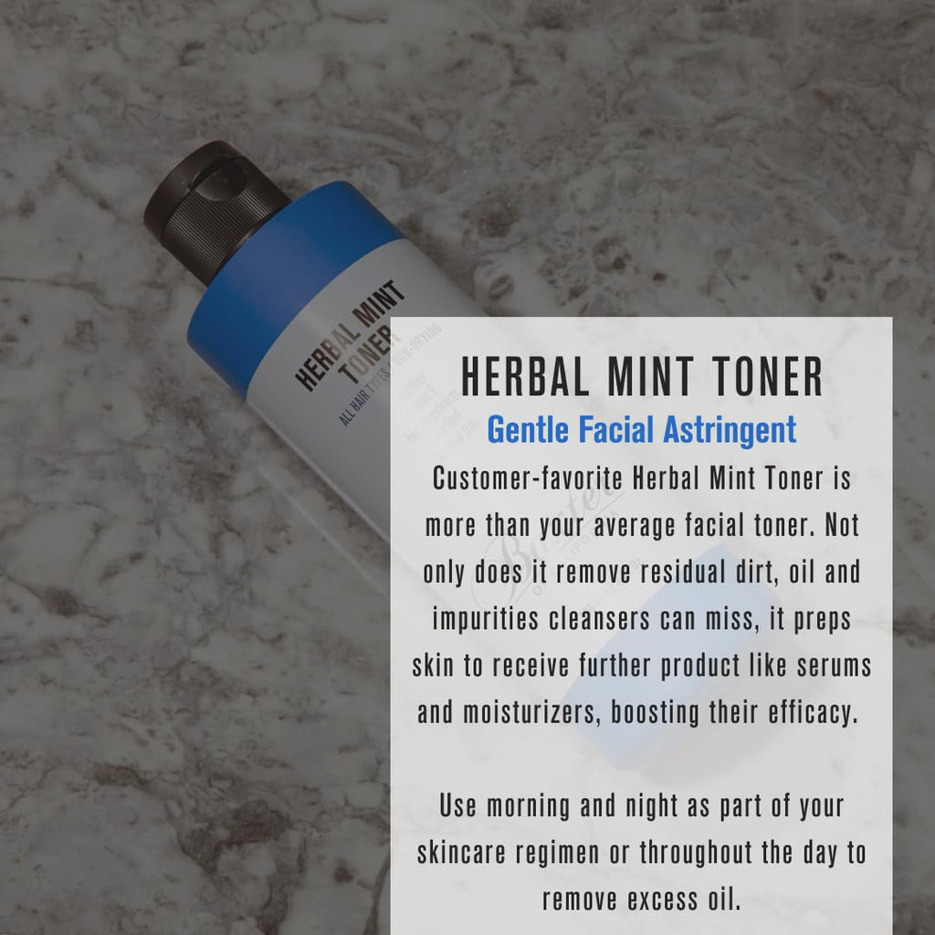 Herbal Mint Toner for Men | All Skin Types | Non-Drying | Paraben-Free | 8 Fl Oz