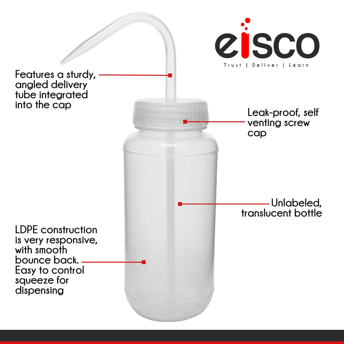 Wash Bottle, Squeeze Bottle, Liquid Dispenser, 500 ml, Translucent