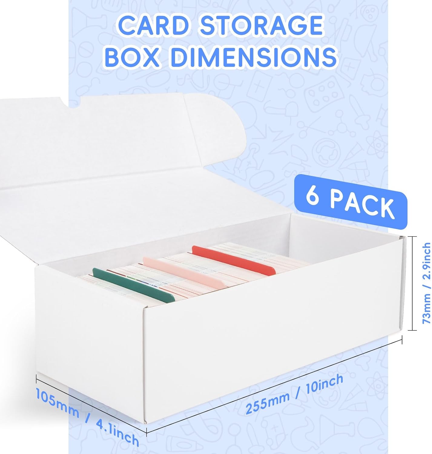 Bulk Card Storage Boxes, 6-Pack Holds 3,600 Cards for Trading Cards | Store 3,600 cards with dividers, labels and 3