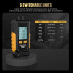 PT503 Mini Digital Manometer Dual Port Gas Pressure Tester