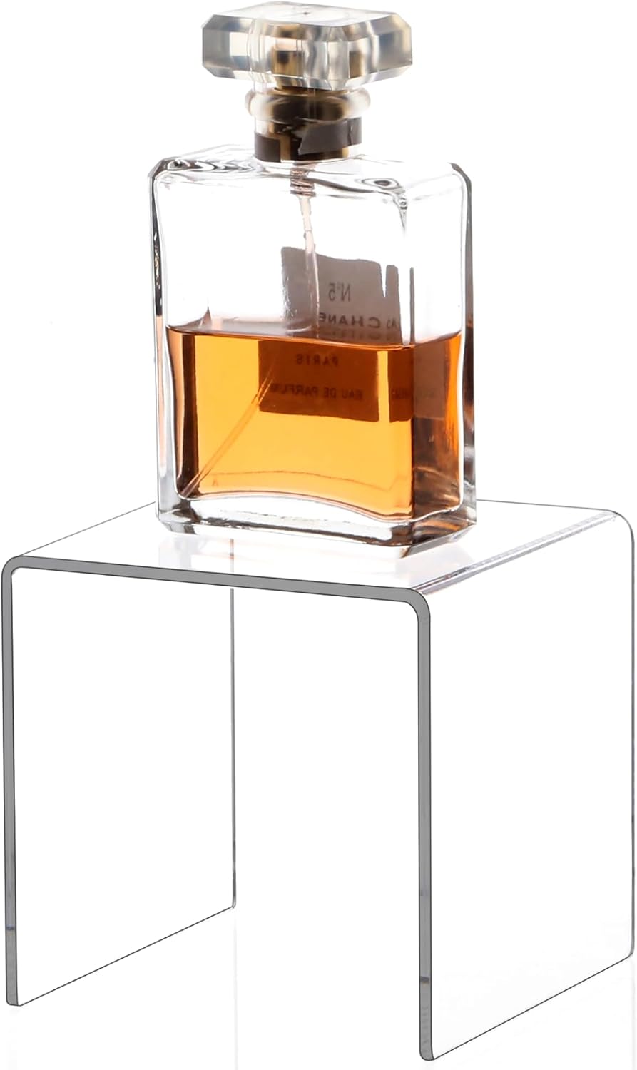 8 PC 4'' Clear Acrylic Risers,Retail Display Risers Shelf | Showcase Fixtures for Jewelry, Display Stand for Amiibo