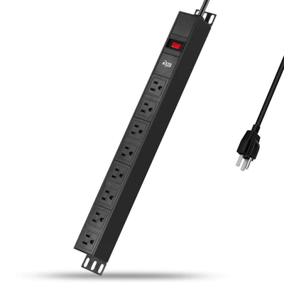 8-Outlet Metal Power Strip Surge Protector, Rack Mount PDU, Metal Mounting Brackets, 6 Foot Extension Cord, 1800