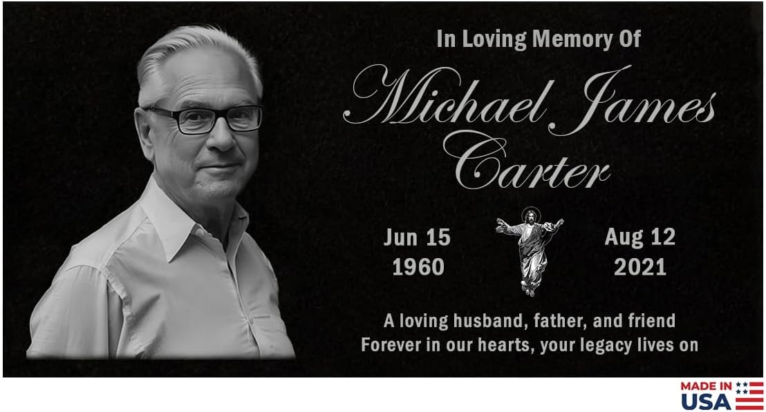 24x12 Personalized Granite Memorial Plaque - Custom Headstone for Graves, Cemetery or Garden, Engraved Grave Marker