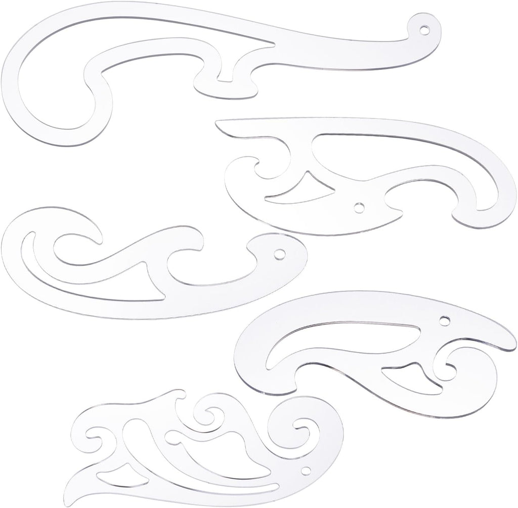 5 Pcs 5 Styles Acrylic French Curve Ruler for Sewing Tools Transparent Acrylic Drafting Stencils Templates Drawing