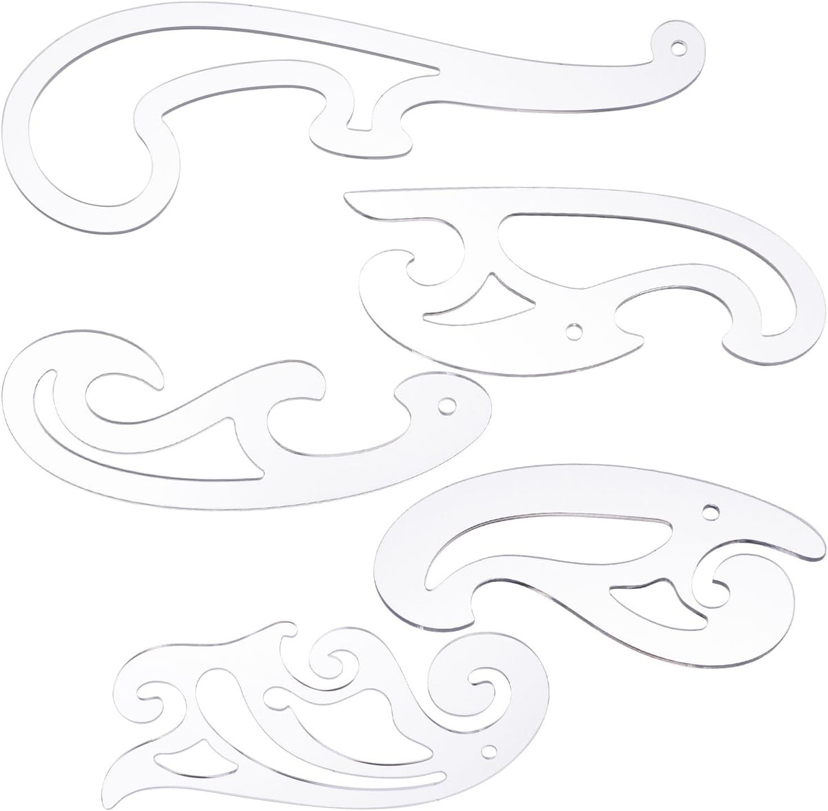 5 Pcs 5 Styles Acrylic French Curve Ruler for Sewing Tools Transparent Acrylic Drafting Stencils Templates Drawing