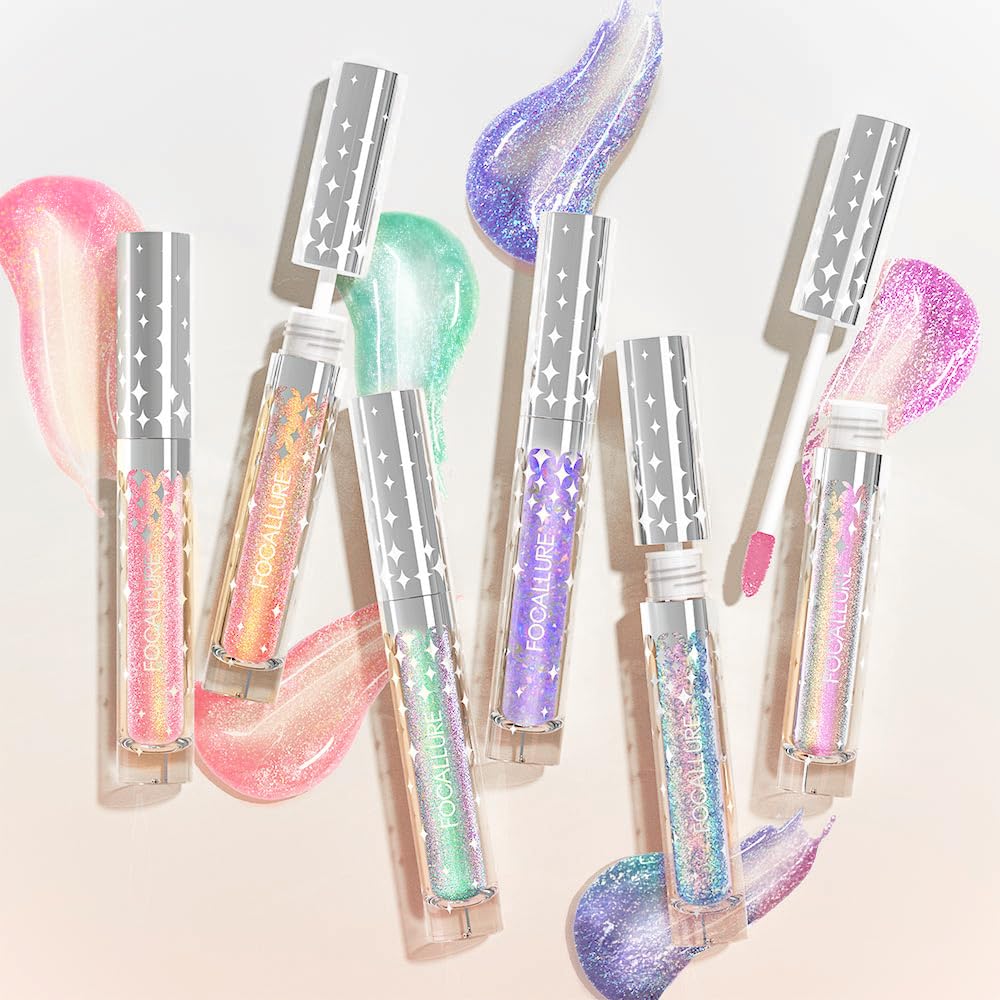 Glitter Liquid Lipstick, Hydrating Moisturizing Lip Gloss for Women, Sparkly Shimmer Lip Makeup, Smooth Lightweight