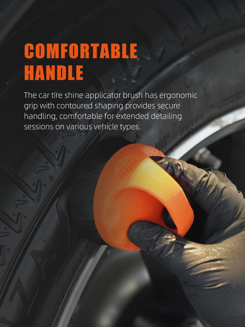 Tire Soft Shine Applicator Brush, Reusable Tire Shine Applicator Brush, Soft Bristle Tool for Application, Ergonomic