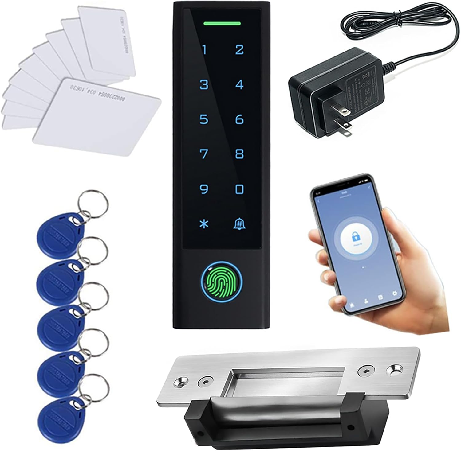 WiFi Remote Add Delete User Biometric Fingerprint RFID Password Access Controller +North American Heavy Duty Strike