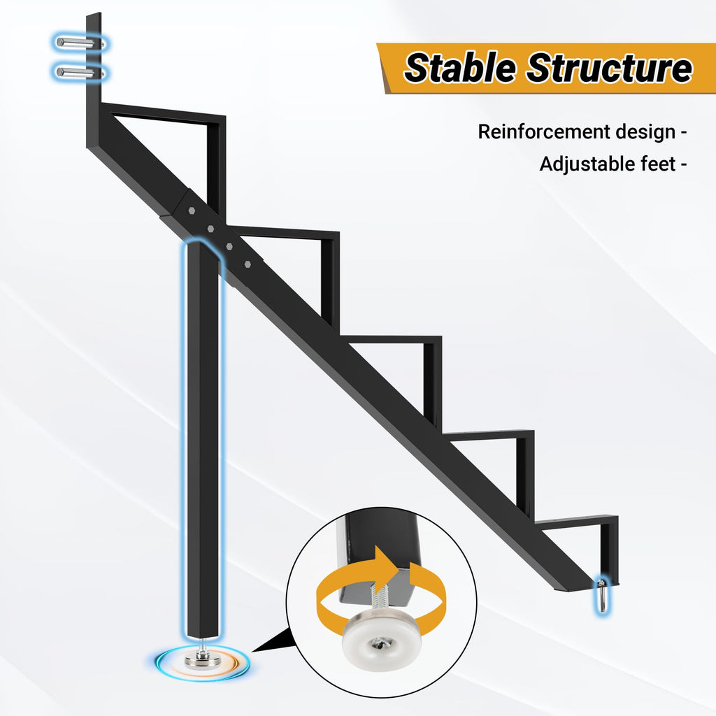 Stair Step Riser w/Reinforcing Support Legs, 5-Step 2 PCS Stair Stringer