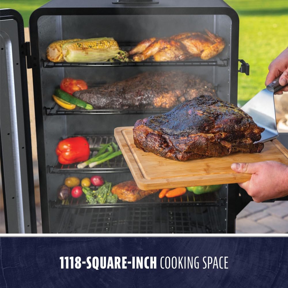 Navigator 3-Series WiFi & Bluetooth Wood Pellet Vertical Smoker with LCD Digital Controller, 1,118-Sq. In. 5-Rack